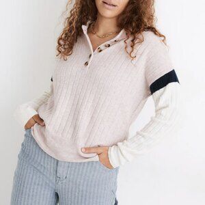 Madewell Striped Bowden Henley Sweater in Coziest Yarn in Sz Small